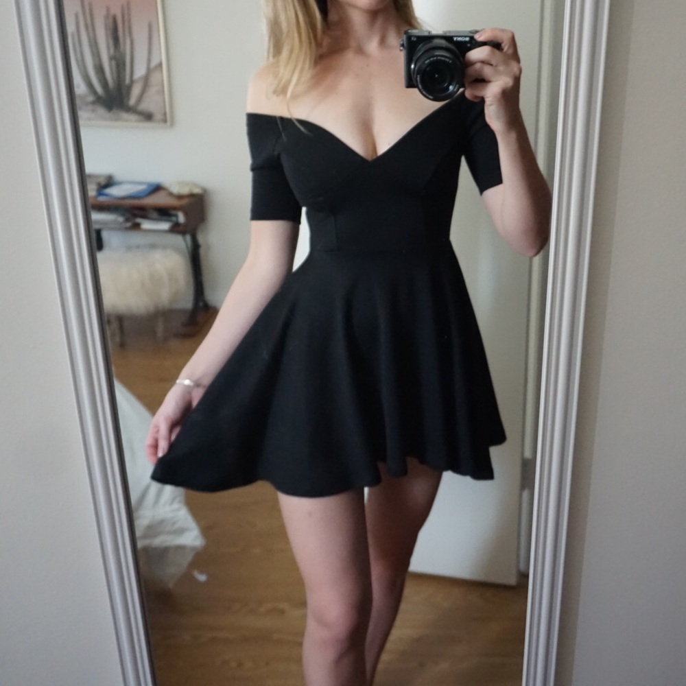 Nasty gal black off the shoulder skater dress